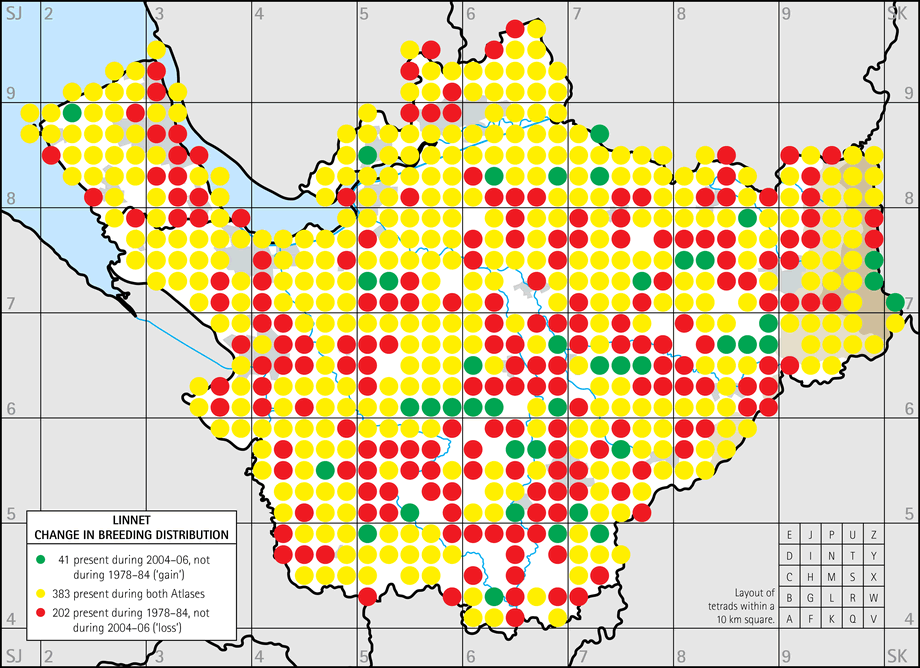 Change in breeding distribution map